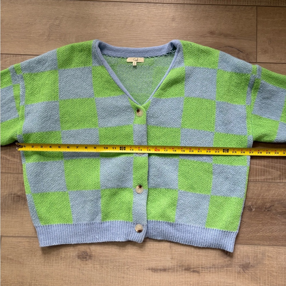 Easel Green and Blue Checkered Cardigan - Picture 5 of 7